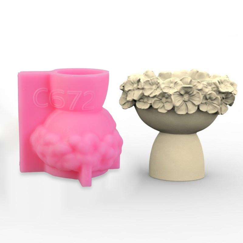 3D DIY Горшки для цветов Форма Силиконовая Бетонная Форма Ваза для маленькой девочки Формы для Сада