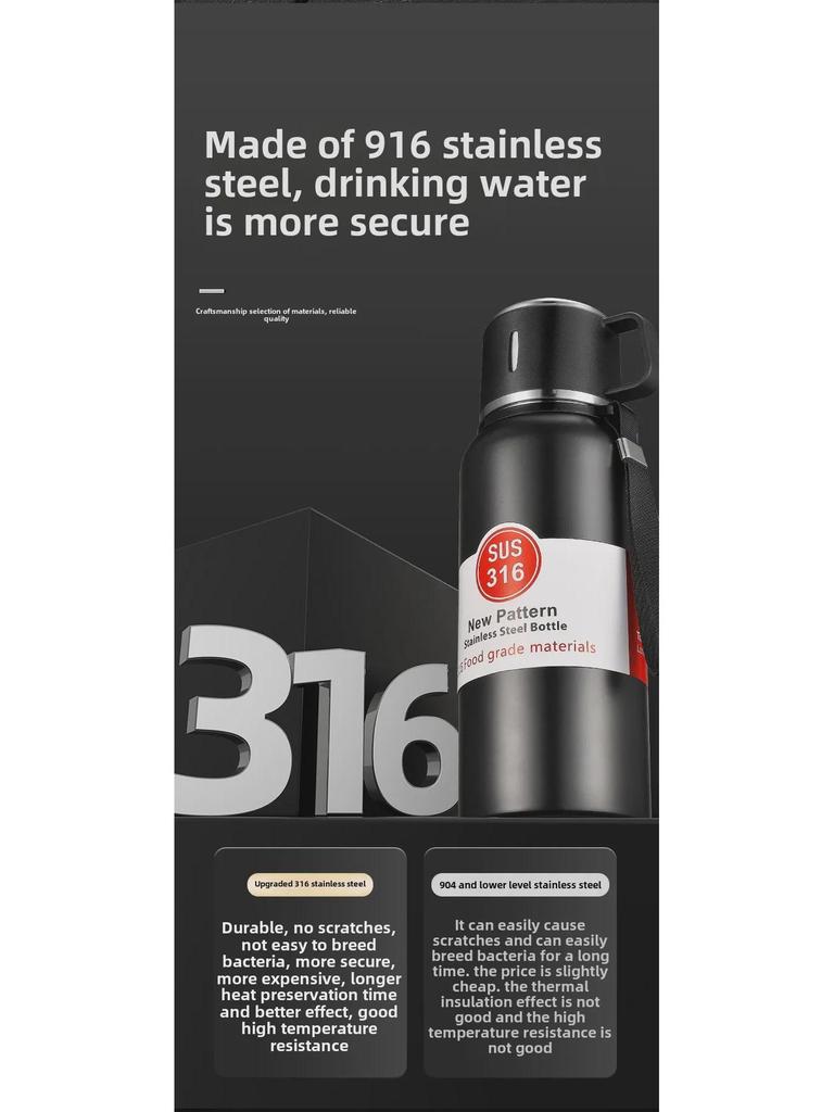 Большая емкость для переноски термоса из нержавеющей стали 316 для мужчин