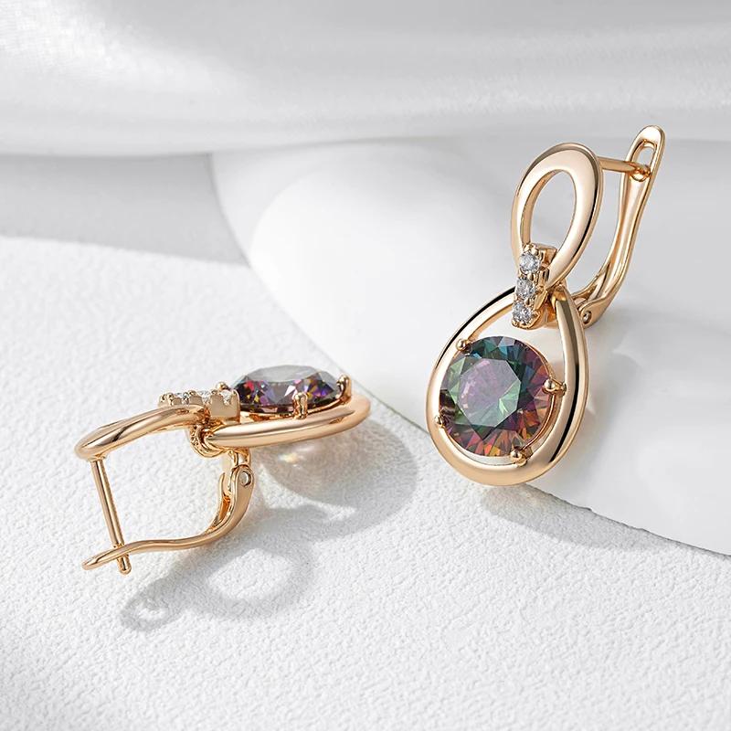 1 пара необычных сережек-капель из радужного циркония для женщин, роскошные ювелирные изделия золотого цвета, модный подарок
