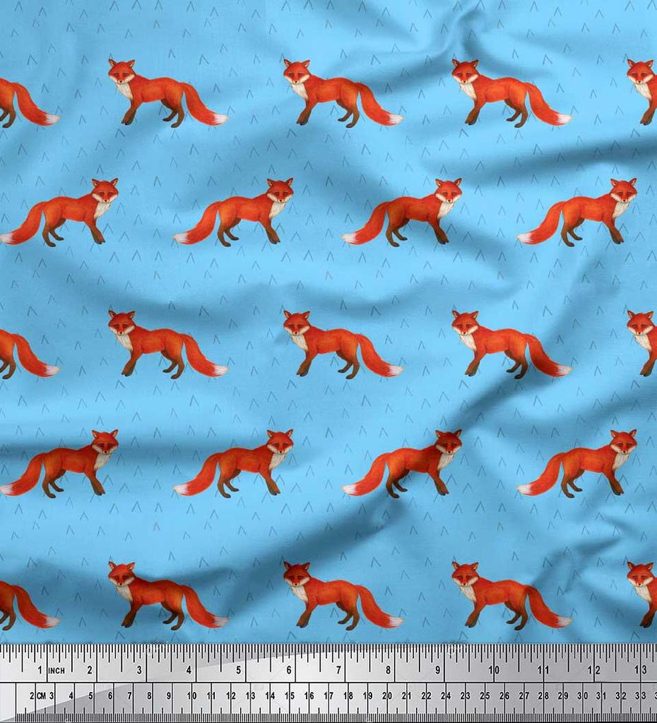 Soimoi Фиолетовая японская креп-сатиновая ткань с принтом лисы и животных, ткань для рукоделия по метрам, 42 дюйма