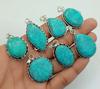 Turquoise Gemstone 925 Sterling Silver Plated Handmade 5 PCs Fancy Pendants Jewelry SEN-286