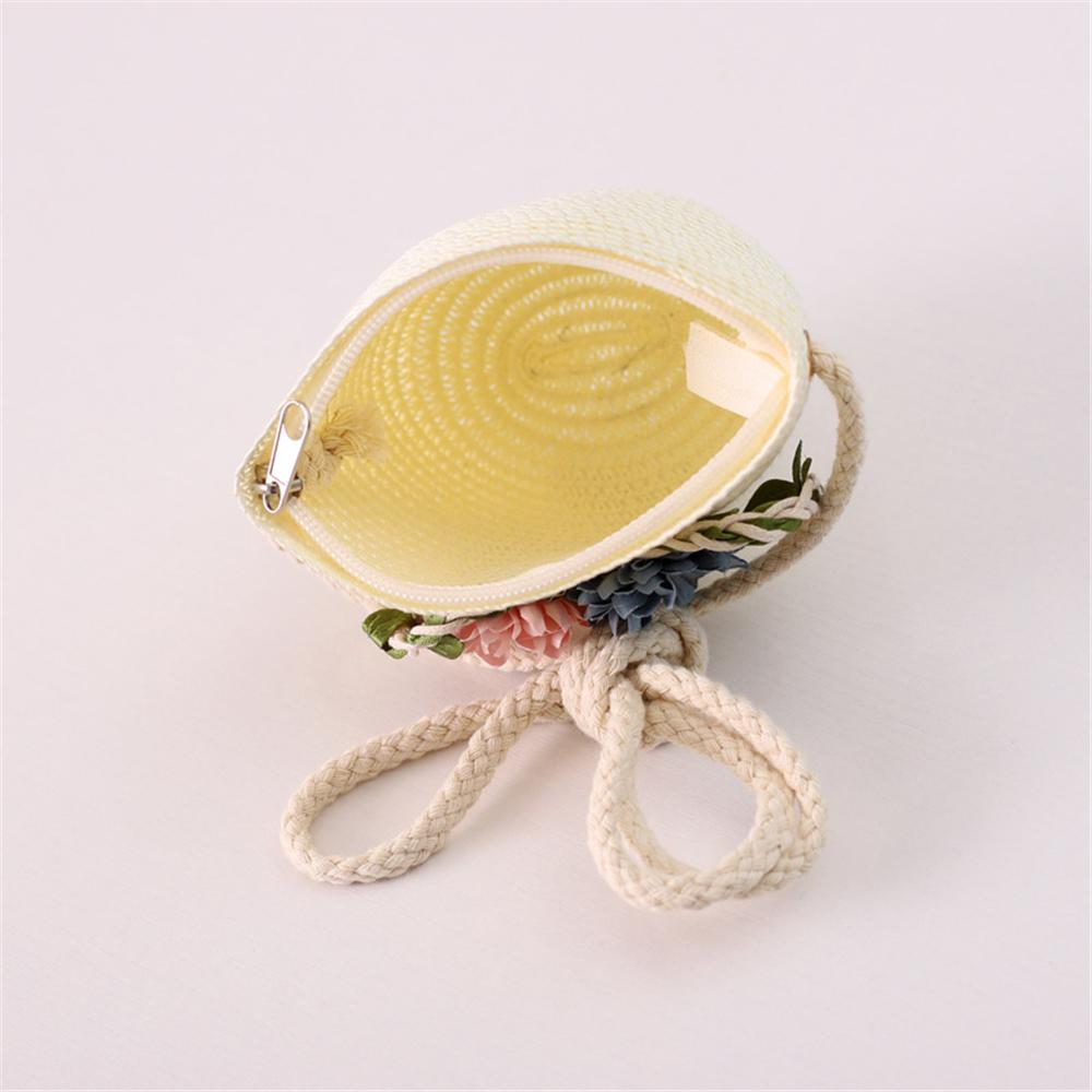 Cute Sun Beach Straw Weaving Girls Summer Hat Flower Sunshade Caps Wide Brim Hats Shoulder Bag