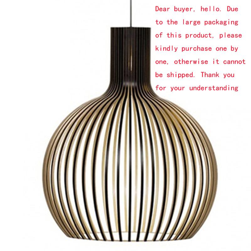 Modern Wood Pendant Light for Living Room Decoration Black Hanging Lamp Suspension Wooden Chandelier Lighting Fixtures