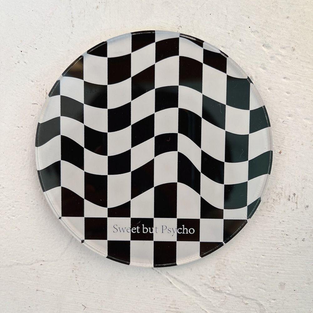 Non-Slip Retro Cup Mat Waterproof Drinks Placemat Checkerboard Acrylic Coaster Restaurant