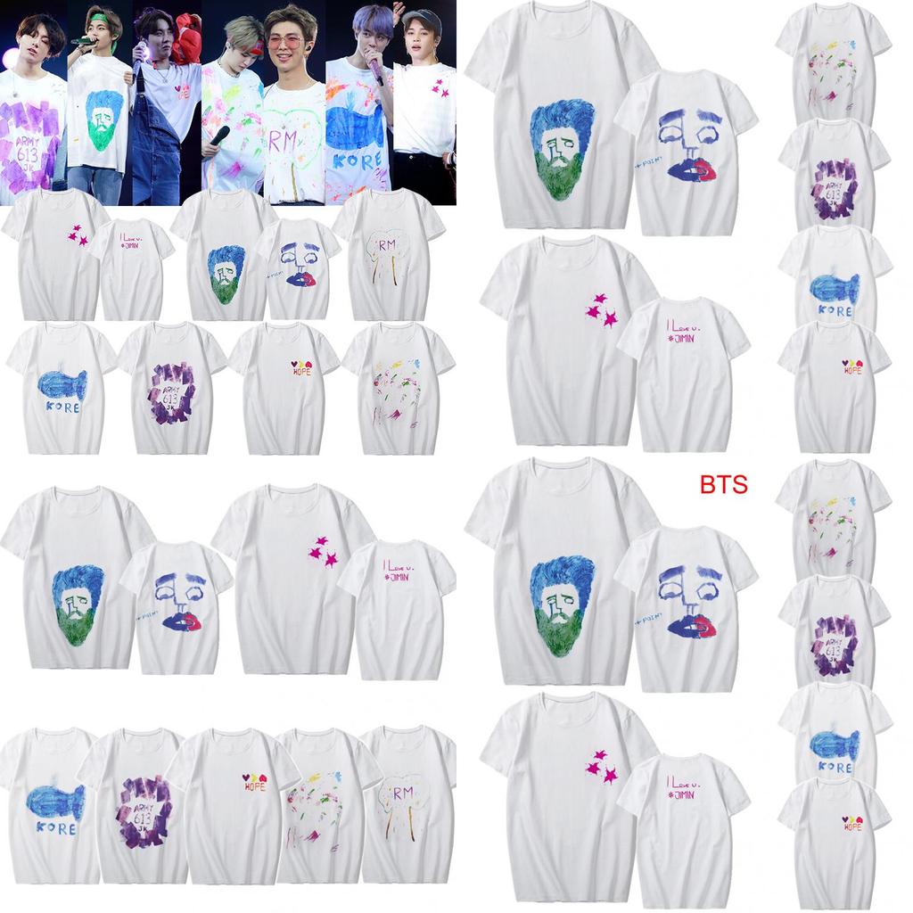Bts Kpop Graffiti Cotton Tshirt Suga Jimin V Graphic Shirt Unisex Couple Tee S