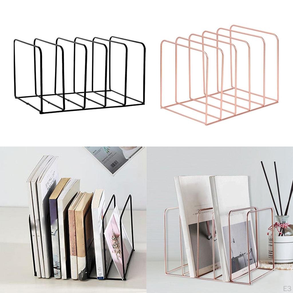 5 Slot Magazine Holder Rack, Square File Holder, Newspaper ,Office Organizer