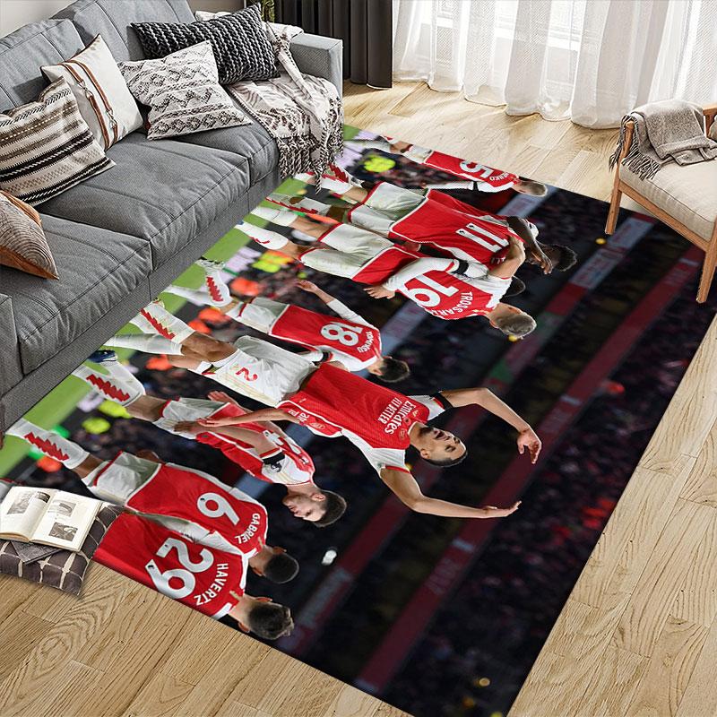 Arsenal Players Flannel Printed Carpet, Home Sofa Decoration for Living Room & Bedroom, Non‑Slip Play Flannel Floor Mat for Game Room