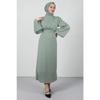 Flounce Sleeve Belted Hijab Dress