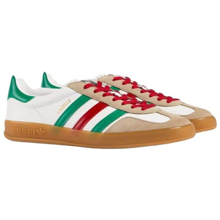 GUCCI x Adidas Originals Gazelle Leather Low top Skateboard Shoes Women's White 726488 AAA43 9547