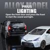 1/32 Scale TOYOTA PRIUS Alloy Car Toy Diecast Model Sound & Light Pull Back Toy Car Center Console Decorative Ornaments Gift for Kid
