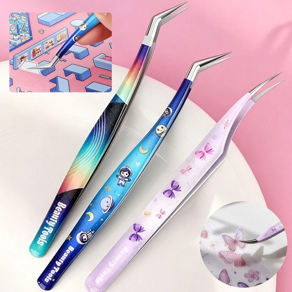 High Precision Sticker Pickup Tool Stainless Steel Lashes Extension Tweezer Miniature Landscaping