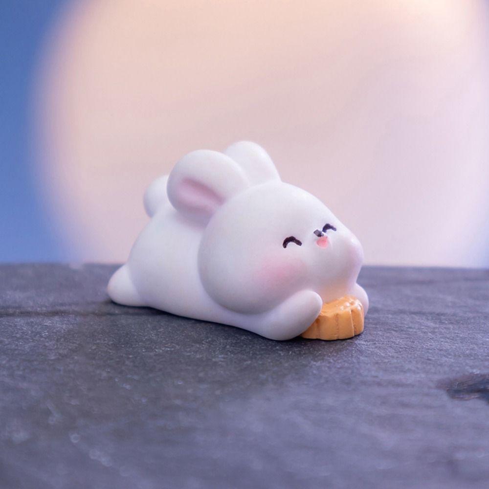 Chinese Style Bunny Micro Landscape Cartoon Bunny Statue Mooncake Rabbit Ornament  Fairy Garden