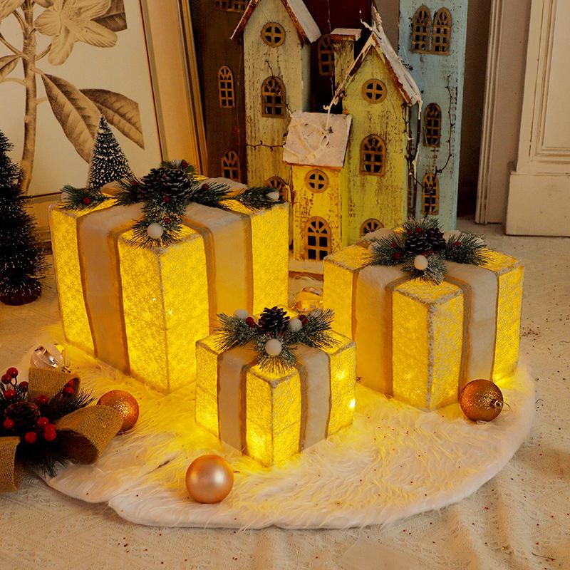 3 штуки рождественских подарочных коробок, украшения для окон на праздничную вечеринку, украшения для рождественской елки, рождественские подарочные коробки, подарочные наборы