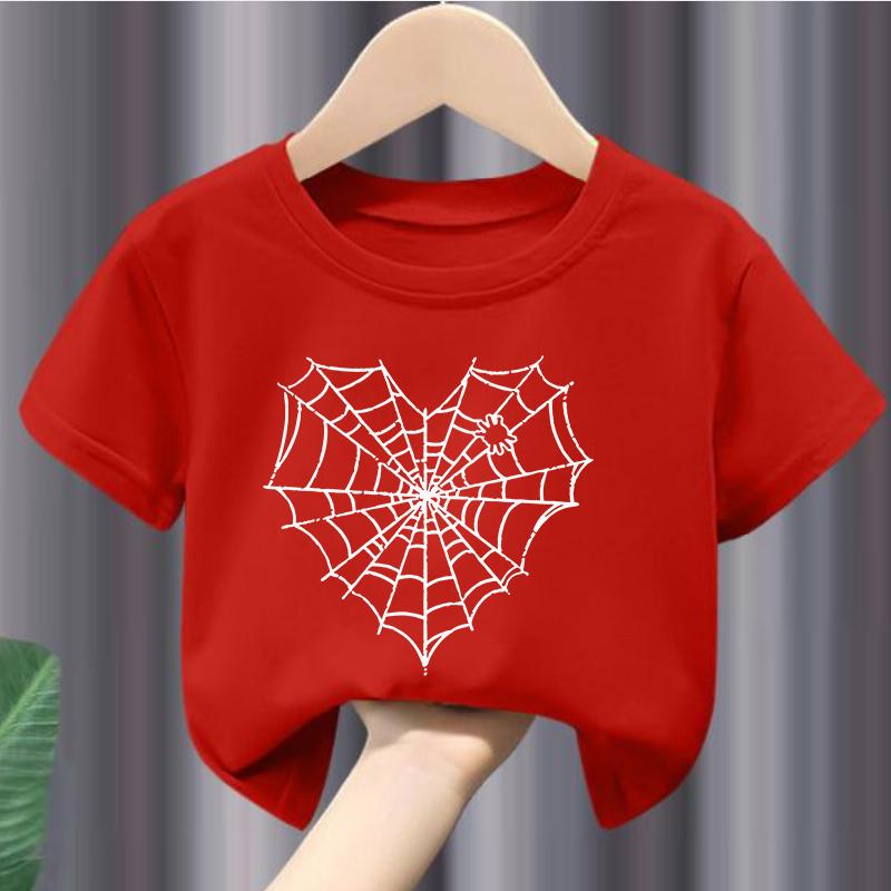 Детская футболка с коротким рукавом и принтом 'Паутина' - Новый стиль Летняя одежда для детей Футболка с коротким рукавом для мальчиков и девочек