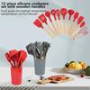 12Pcs/Set Wooden Handle Silicone Kitchen Utensils With Storage Bucket High Temperature Resistant And Non Stick Pot Spatula Spoon