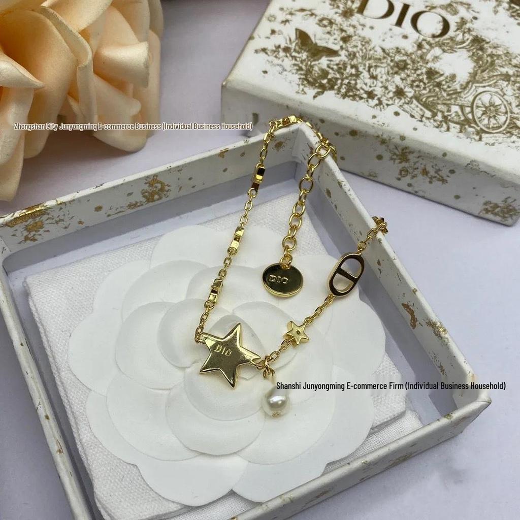 Высококачественный браслет Di Jia с цепочкой в виде букв, звезд, кисточек и жемчуга - Шикарные модные женские украшения