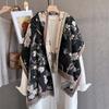Autumn and Winter New Imitation Cashmere Plant Flower Print Scarf Women's Autumn Warm Thickened Outer Shawl Scarf
