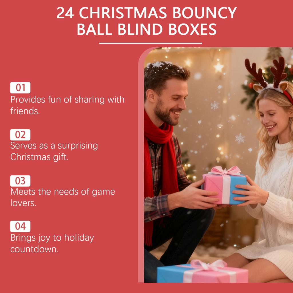 24 Christmas Bouncy Ball Blind Boxes As Holiday Gifts Are Suitable For Game Enthusiasts, Adults And Children.