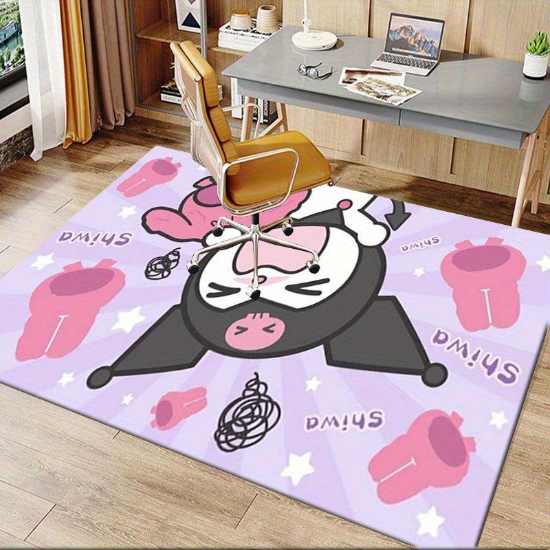 1pc Sanrio Kuromi Mermaid Printed Office Carpet Rectangle Rug Under The Table,Perfect Room Decor for Living Room, Bedroom, Kitchen, Non-slip Floor Mat