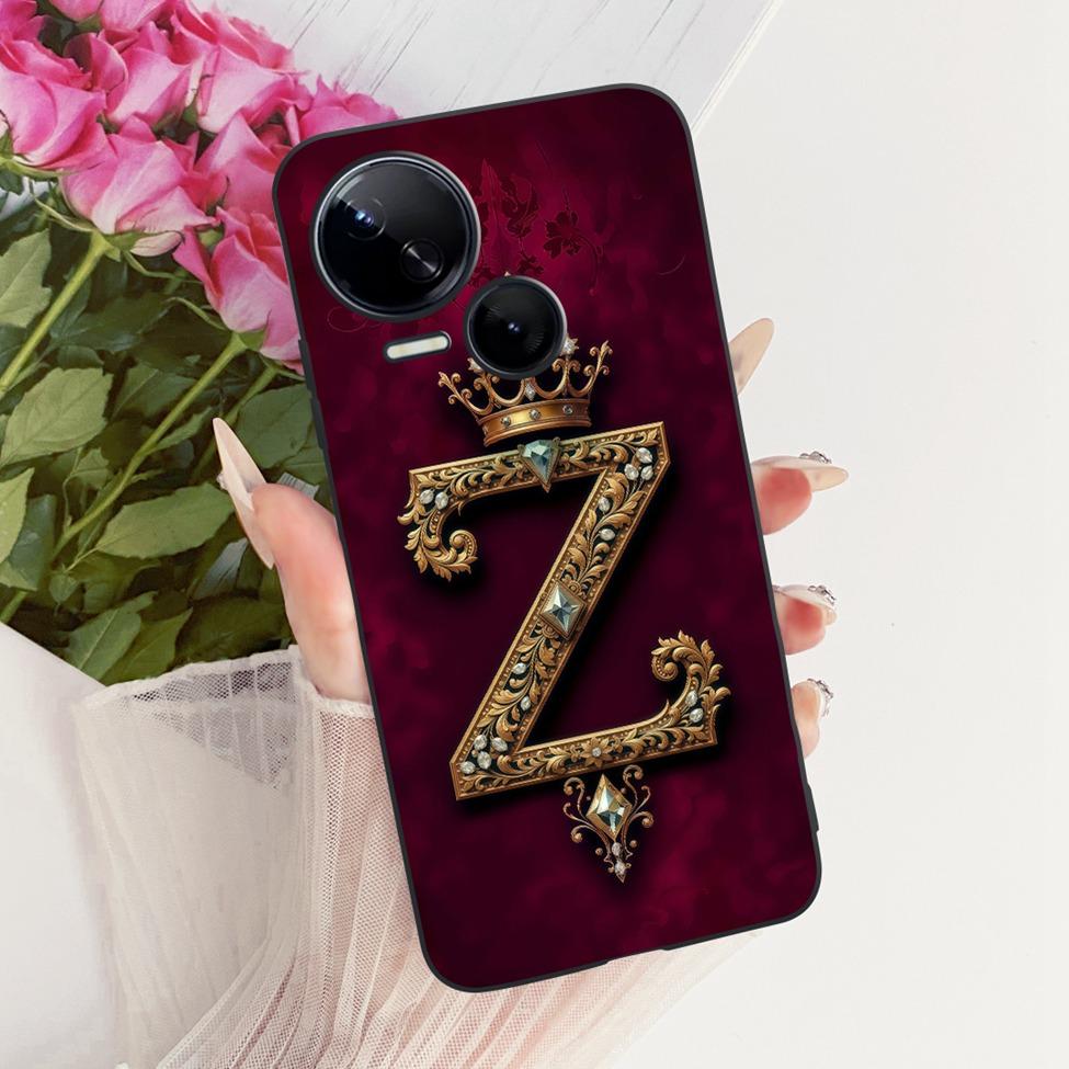 Чехол для Tecno Spark 10 5G KI8 Силиконовый Роскошный Буквы от A до Z Корона 2D Плоский Рисунок Мягкий Корпус Для Tecno Spark 10 5G K18 Обложка