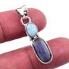 Натуральный кианит, Республика Ларимар 925 пробы Цельный стерлинговый серебряный кулон 1,25'' q8U69