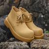Модные мужские рабочие ботинки из натуральной кожи в британском стиле для инструментальных работ, зимняя платформа, короткая плюшевая обувь, уличная противоскользящая рабочая обувь