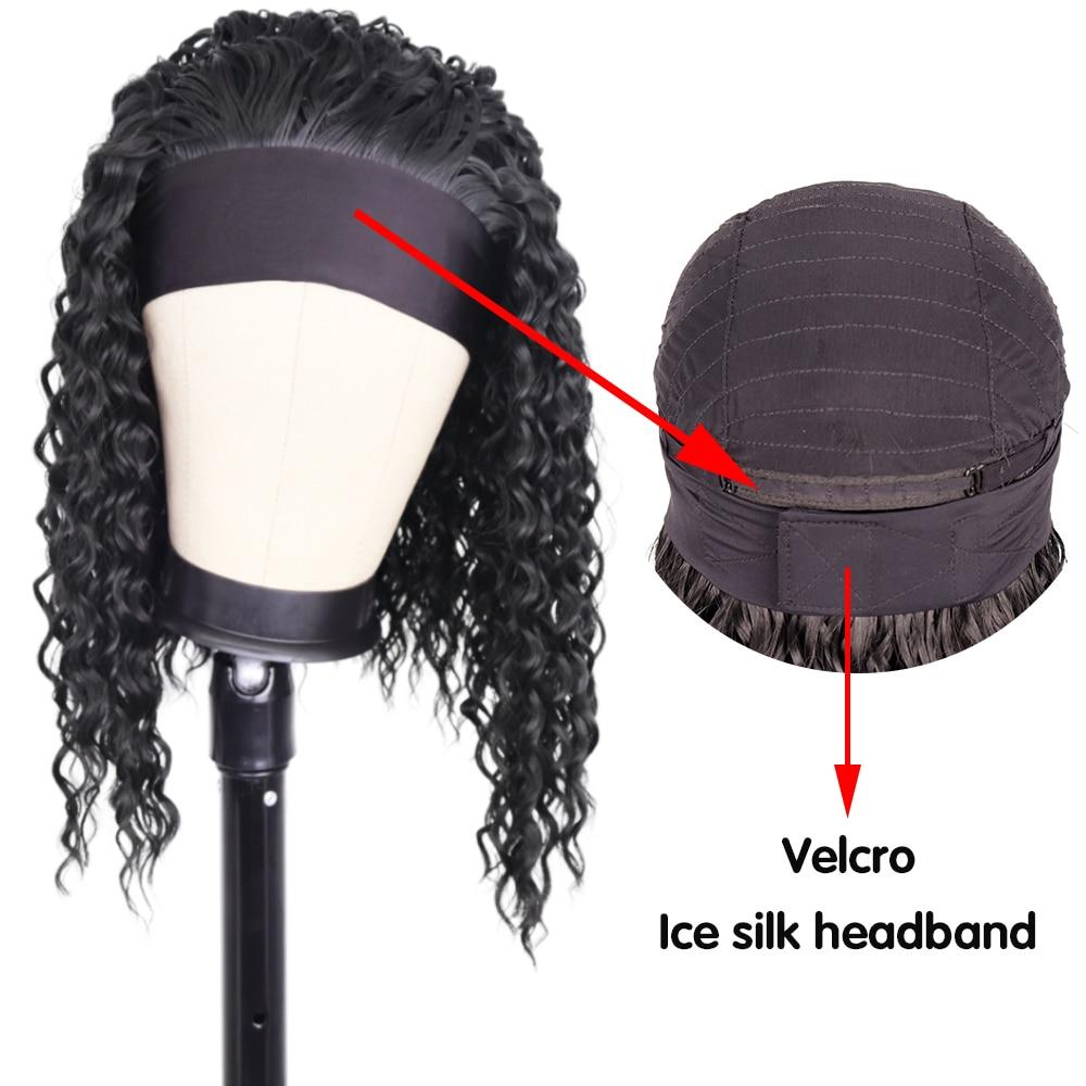 MISSQUEEN Короткие вьющиеся парики с повязкой на голову для чернокожих женщин, парик с вьющейся повязкой на голову Peruca, синтетические парики с глубокими волнами для косплея и повязками на голову