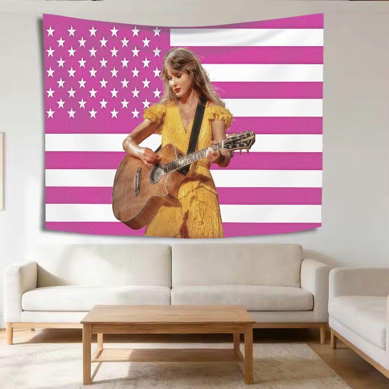 Trendy Mold-Printed Tapestry, Polyester Wall Hanging Featuring a Sweet Female Singer, Wall Decoration for Pop Music Fans