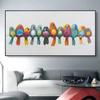 Colorful Parrot Birls On the Lines Oil Painting On Canvas HD Printed Wall Art Posters and Prints Modern Picture for Home Decor