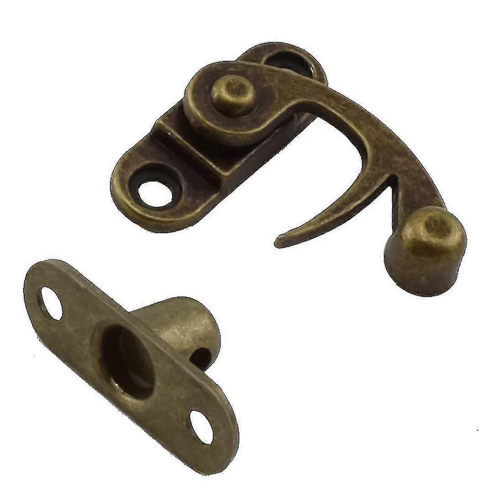 12 Pcs Antique Right Hook Hasp Latch Retro Swing Horn Lock Clasp With Mounting Screws, 1.1 X 1.3 In, Bronze - RiRi