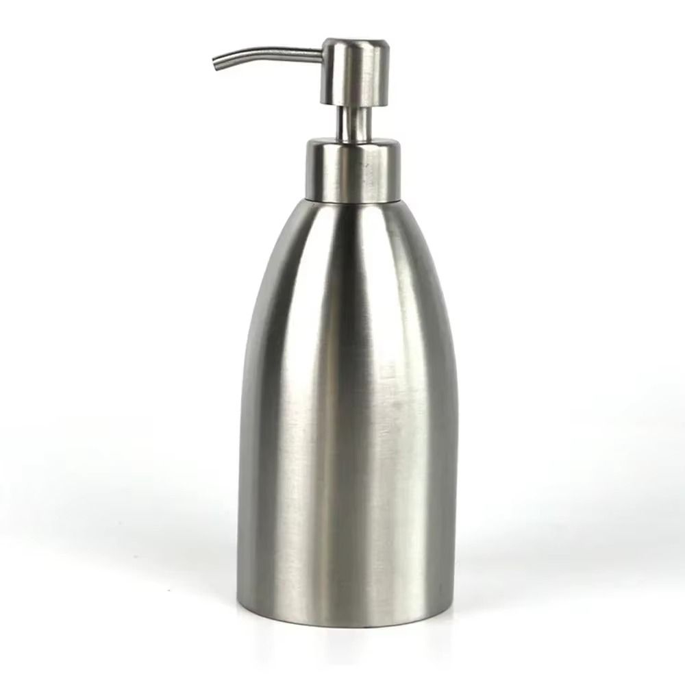 Silver Stainless Steel Soap Dispenser 500ml Shower Gel Bottles Hand Sanitizer Holder Office