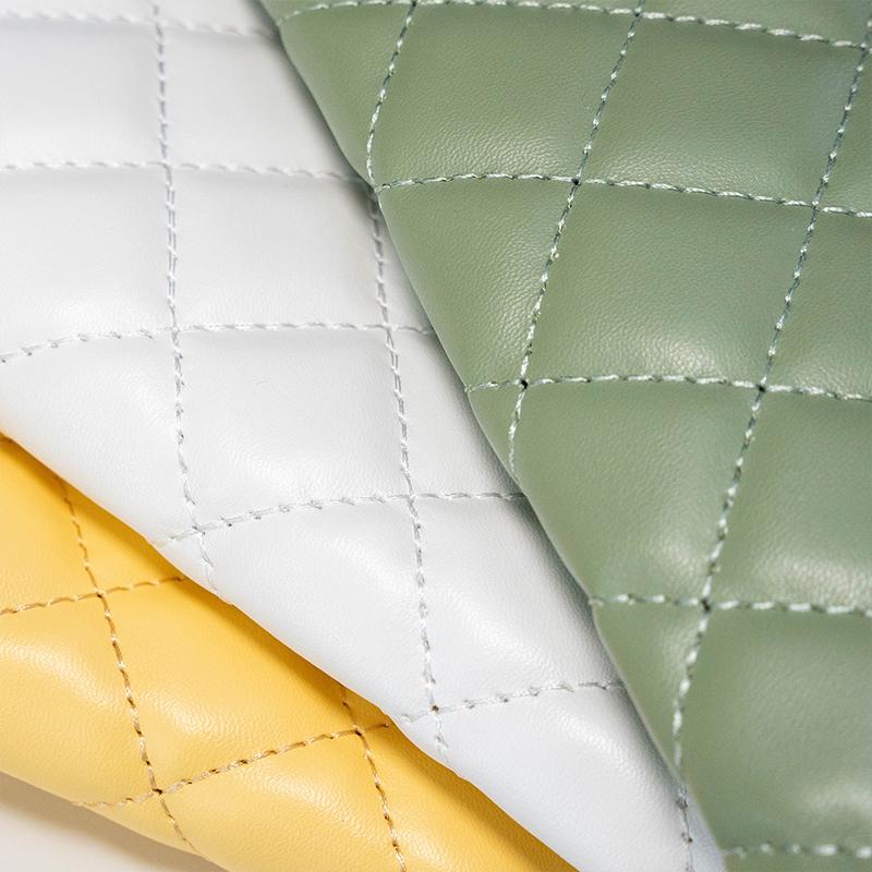 Высококачественная толстая губчатая стеганая искусственная кожа с вышивкой в клетку искусственная искусственная кожаная ткань для обивки мебели автомобиля своими руками