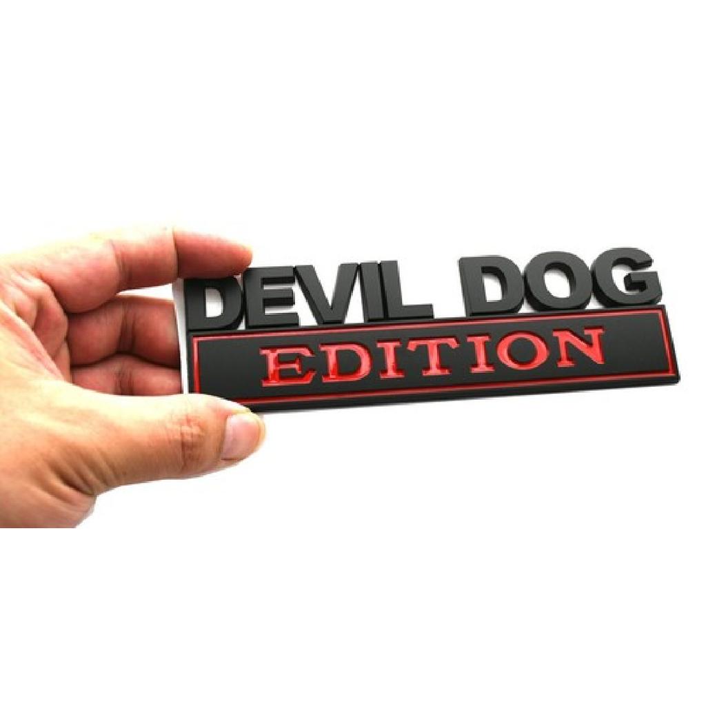 1pc Devil Dog Edition Decals Sticker 3D Raised Letter Emblem Black Red