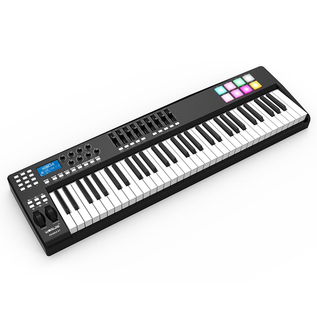 WORLDE PANDA61 Portable 61-Key USB MIDI Keyboard Controller 8 RGB Colorful Backlit Trigger Pads