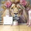 Wallpaper Lion Flowers Animals