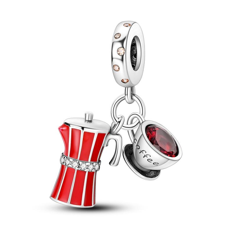 Серебро 925 Кофейная Книга Подвески Браслет Шармы для Женщин DIY Украшения Вечеринка Бусины Тонкие Подарки Аксессуары