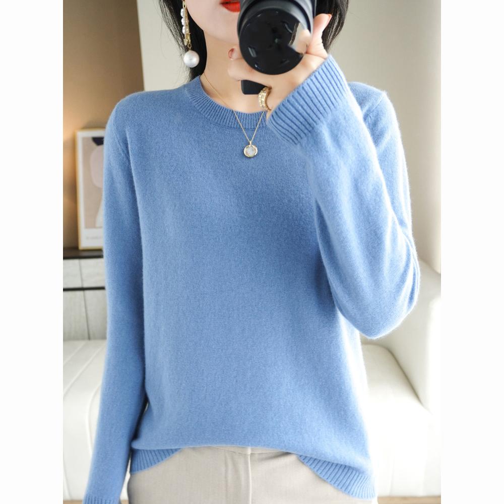Свитера с круглым вырезом, пуловер, женский теплый свитер с длинными рукавами, однотонная рубашка на осень-зиму, кашемировый стиль для путешествий