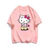 Футболка Hello Kitty с коротким рукавом из мягкого хлопка, повседневная, с круглым вырезом, милый мультяшный принт, легкий летний топ для женщин, для повседневной носки
