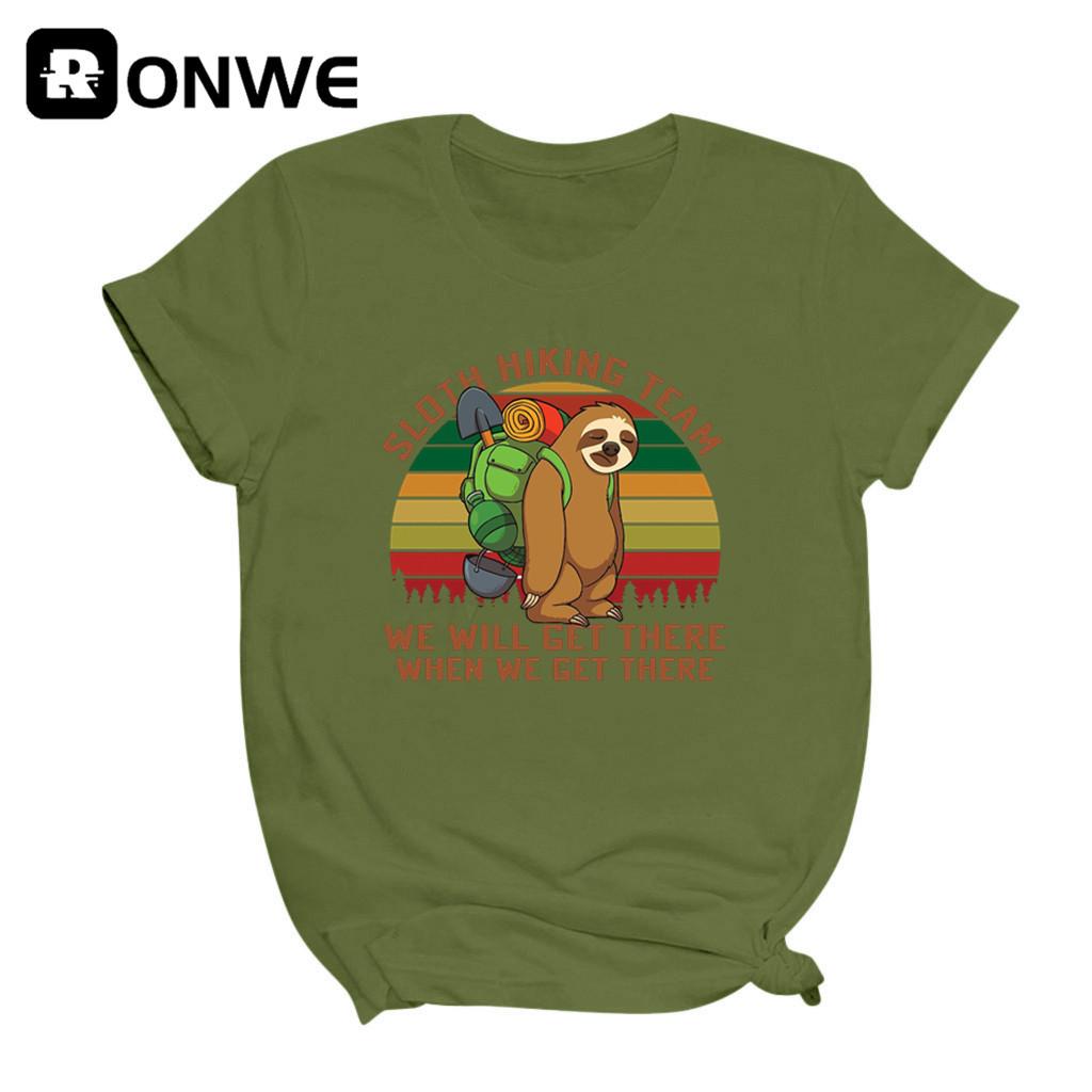 Sloth Hiking Team We Will Get There When We Get There Women T Shirts Gril Casual