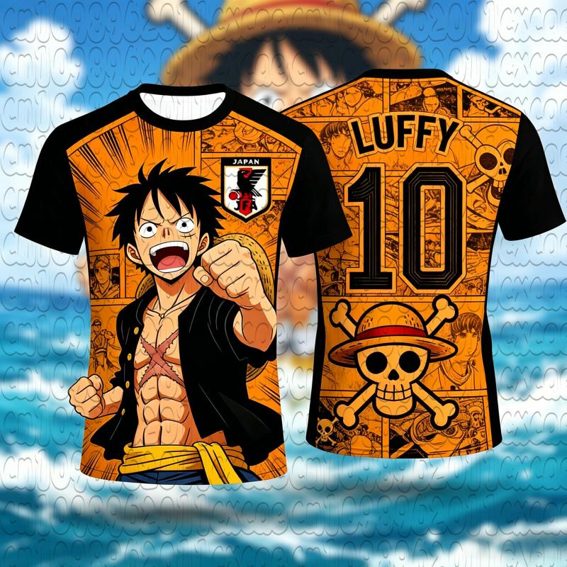 Аниме One Piece Луффи Графическая Футбольная Футболка Быстросохнущая Влагоотводящая Унисекс Спортивная С Коротким Рукавом Повседневная Модная Футбольная Майка Топ