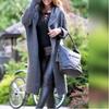 Style Autumn Winter Solid Color Loose Sweater Cardigan Women Mid Length Comfortable Casual Hooded Knit Coat