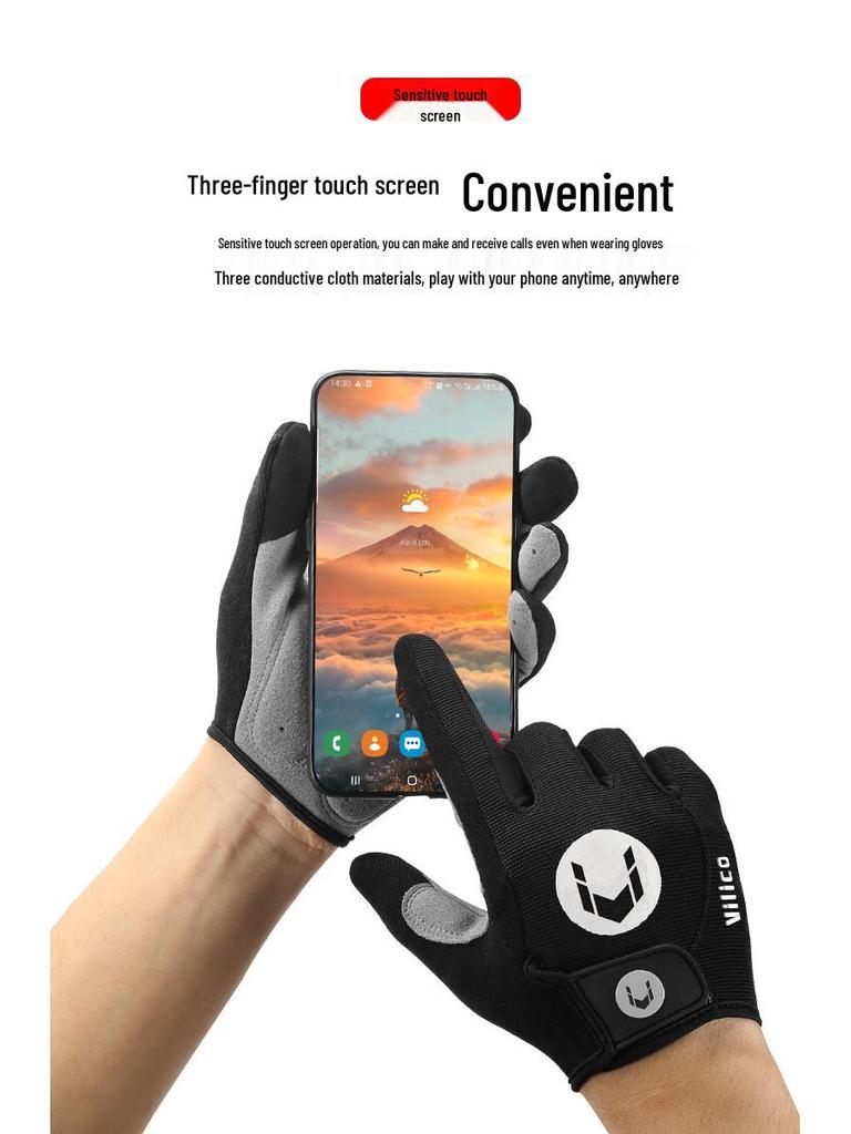 Summer Non-Slip Shock-Absorbing Cycling Gloves for Men and Women – High Temp Resistant Long Finger MTB Gloves