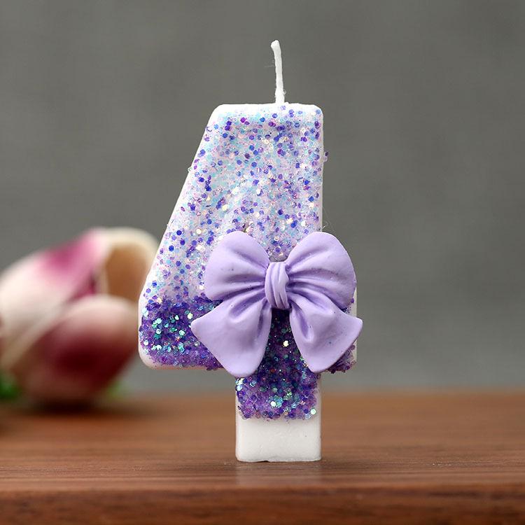 Cute Pink Bow Children's Birthday Candle Decoration for Cake