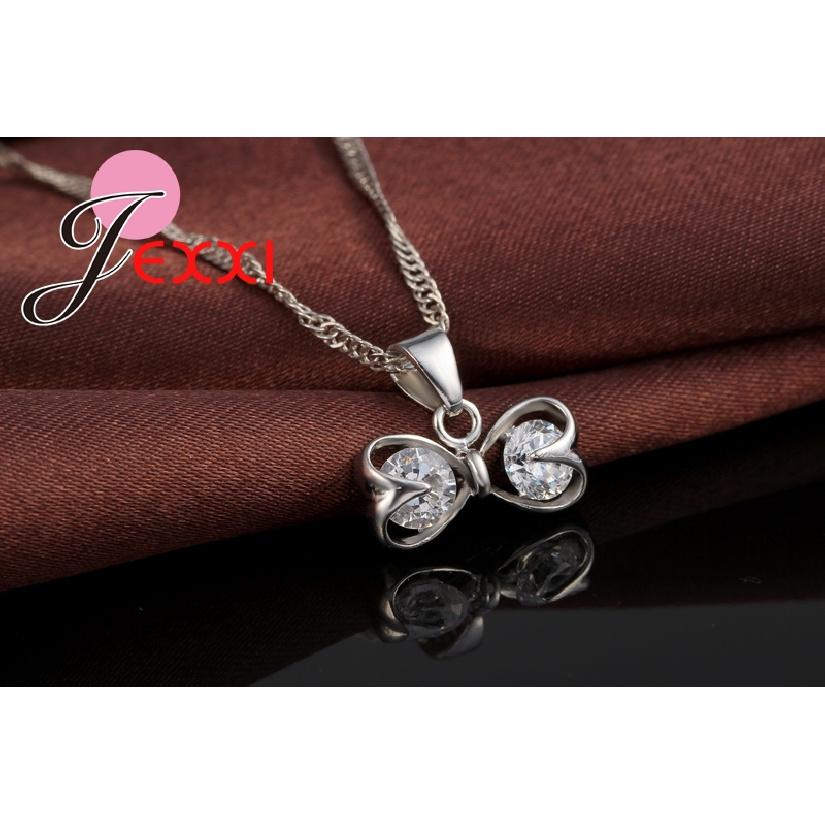 Butterfly Clear CZ Cubic Zirconia Cool 925 Sterling Silver Color Color Jewelry Necklace and Earrings Hot sale Jewelry Sets