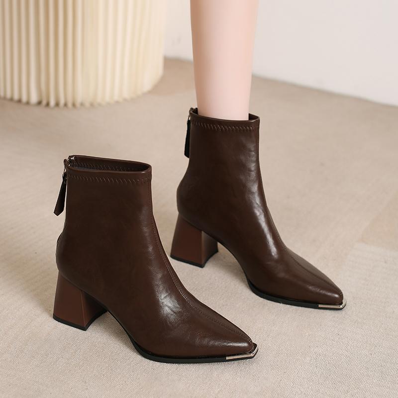 Winter Pointed Sexy/Comfortable Zipper Square Heel Casual Knight Boots Fashionable New Elegant Banquet High-Heeled Women'S Boots