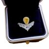 Кольцо-корона V-образной формы из стерлингового серебра 925 пробы с желтым бриллиантом в форме капли для указательного пальца