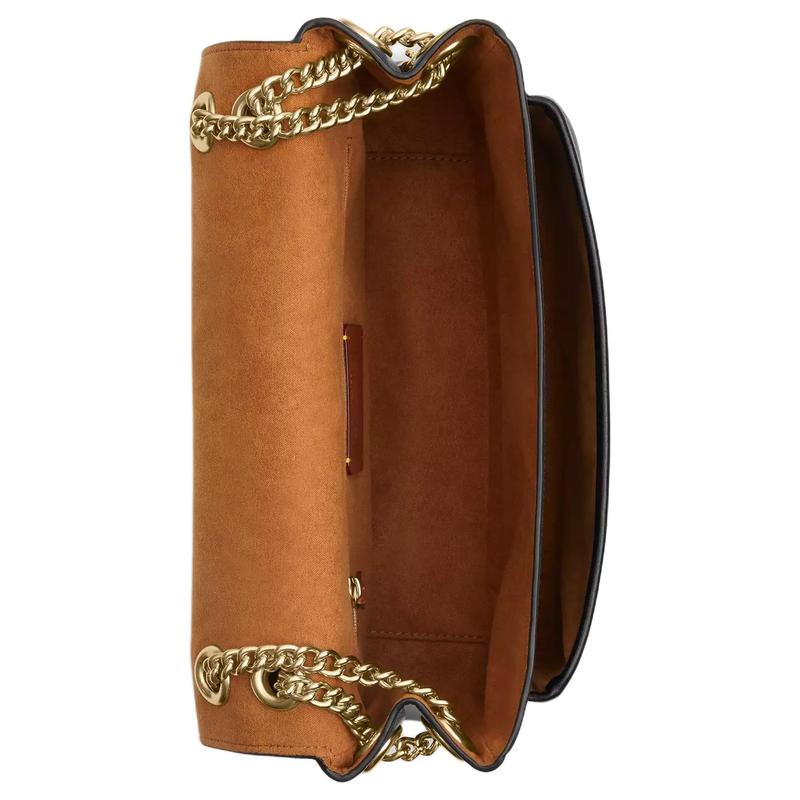 COACH Elodie 29 Crossbody Bag with Gold Hardware Signature Canvas and Smooth Glossy Cowhide Shoulder Bag Large Women's Walnut