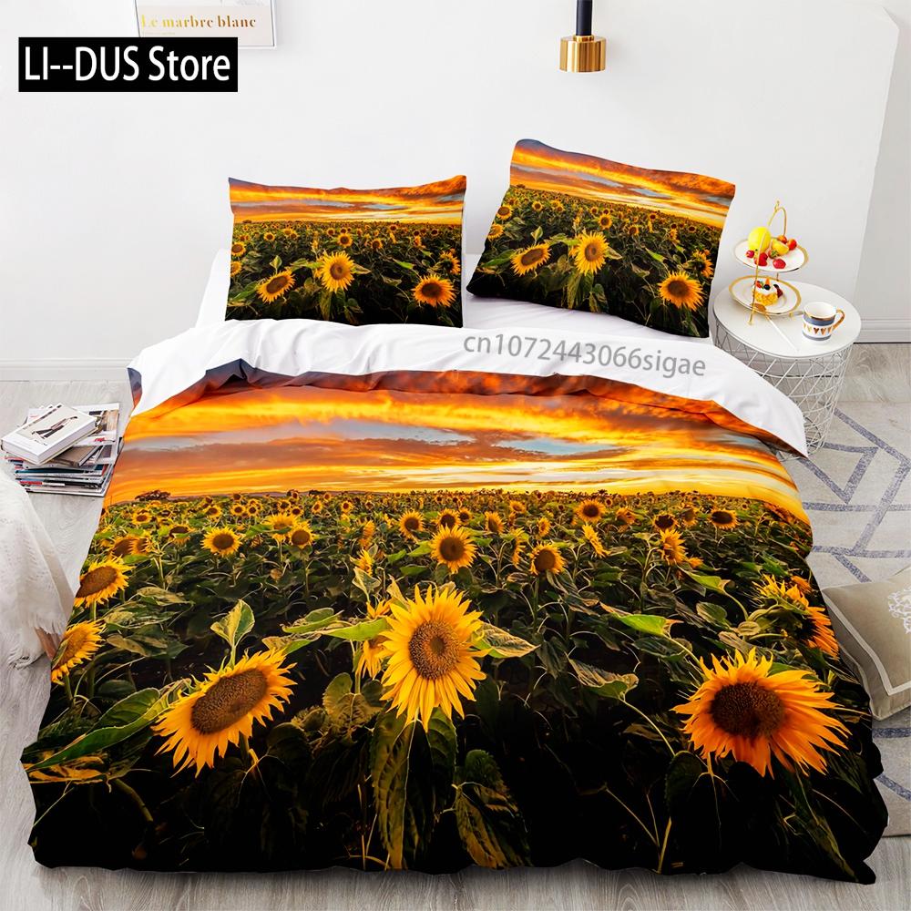 Sun flower Bedding Set Single Twin Full Queen King Size sunflower Bed Set Aldult Kid Bedroom Duvetcover Sets 3D Print 035