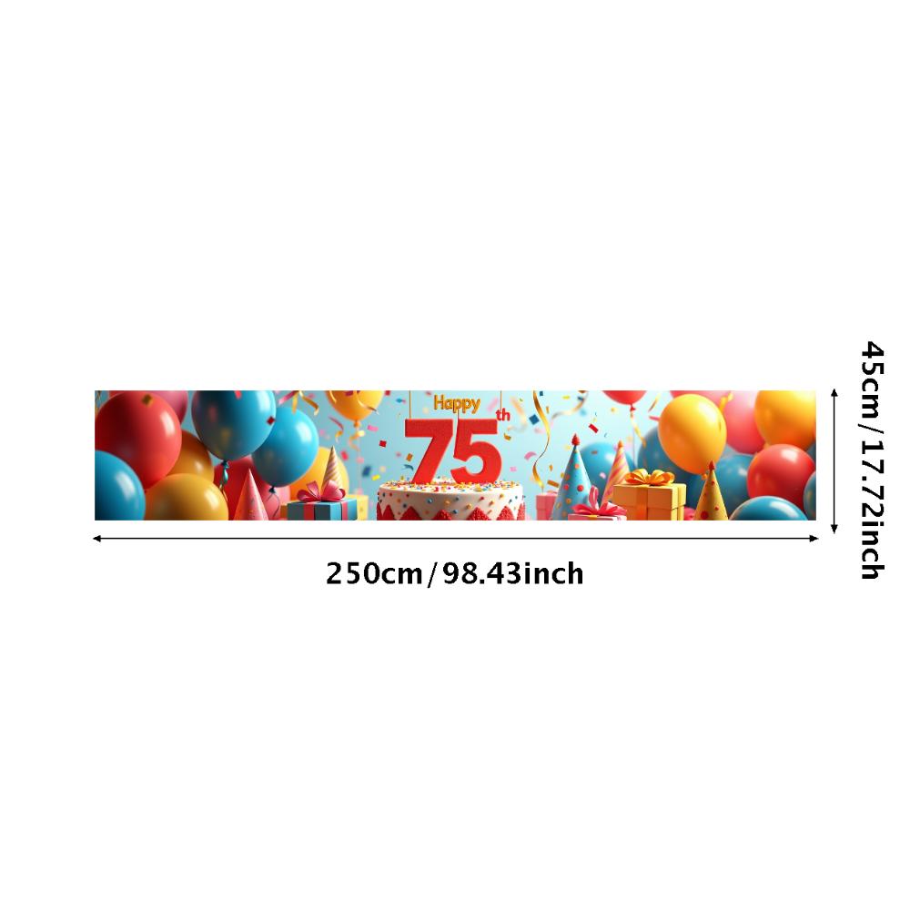 Happy Birthday 75th Banner Red Balloon Birthday Party Decoration Photography Background Props Birthday Cake Backdrop Supplies