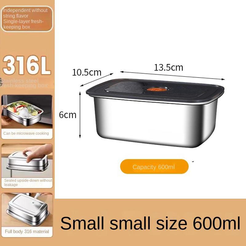 Stainless Steel Crisper, Lunch Box, Sealed Leak-proof Bento Box, Refrigerator Freezer Storage Box, Camping Lunch Box